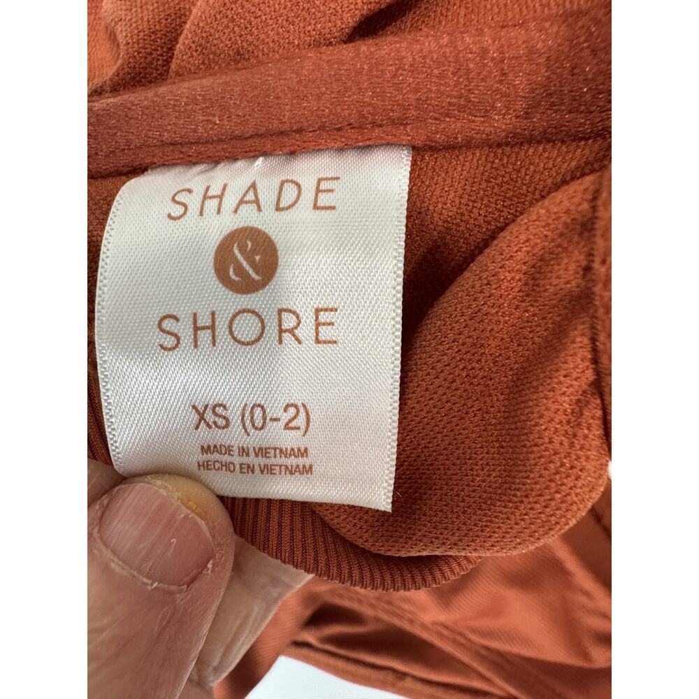 Shade & Shore Shirred One-Piece Swimsuit Strapless Rust Color Ribbed XS 0/2 - Picture 4 of 6